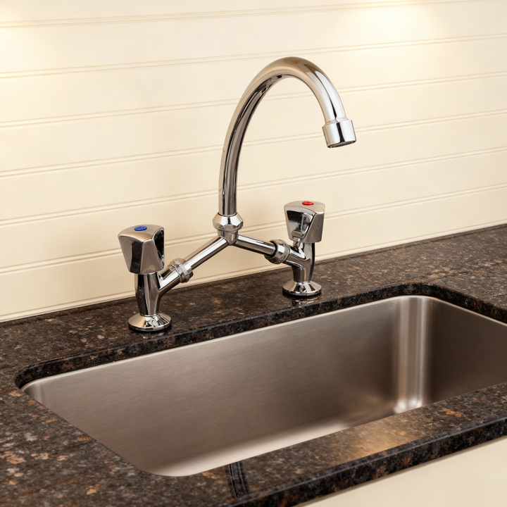 Silver Star Lavamano Dual Handle Sink Mixer