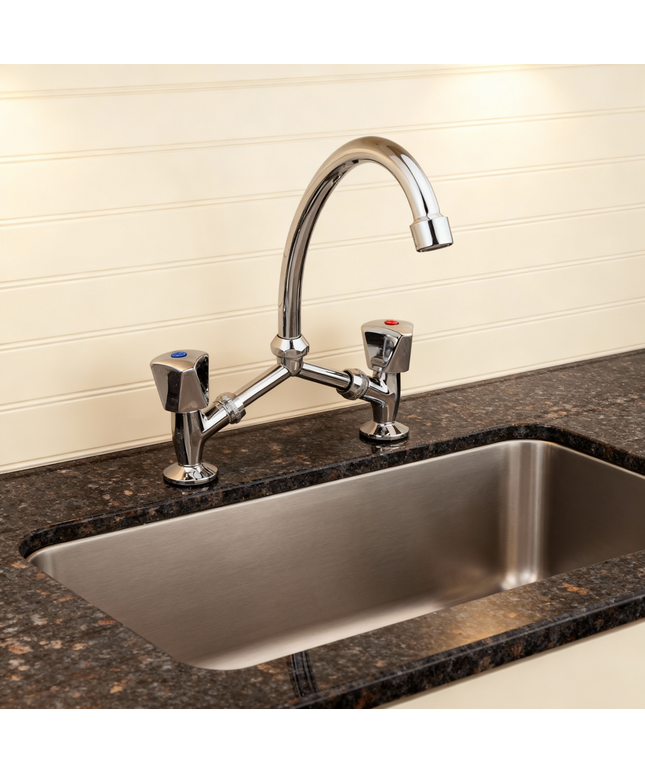Silver Star Lavamano Dual Handle Sink Mixer