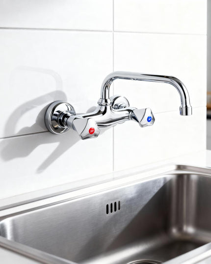 Silver Star Dual Handle Wall Mixer