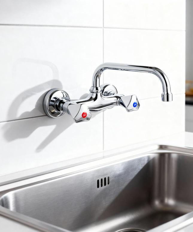 Silver Star Dual Handle Wall Mixer