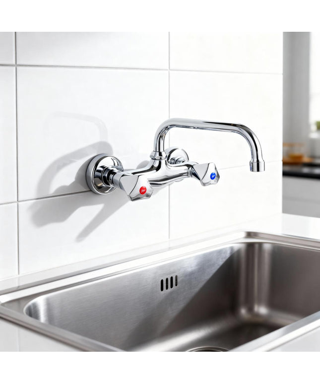 Silver Star Dual Handle Wall Mixer