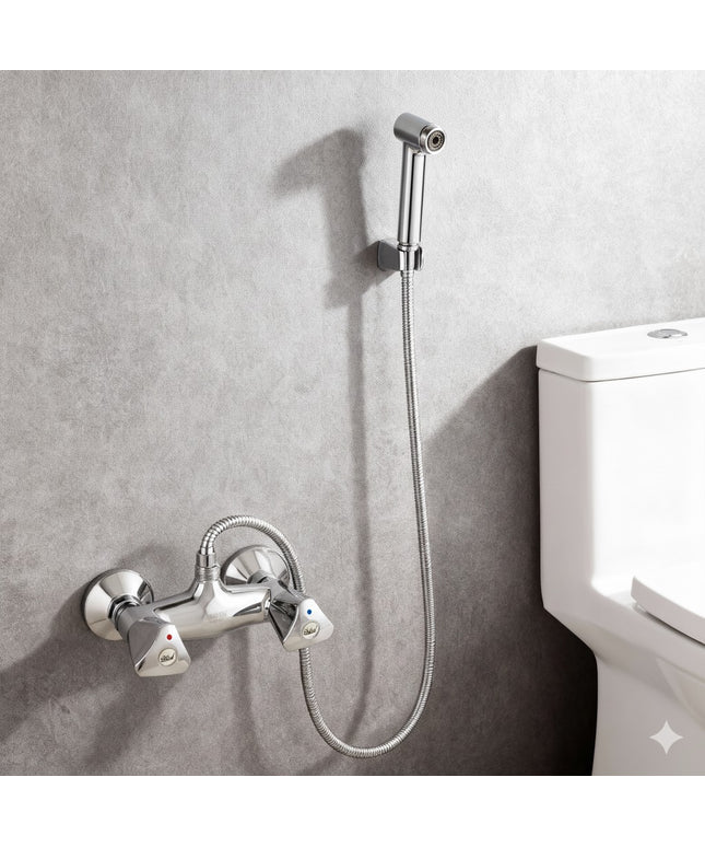 Solid Dual Handle Hose Wall Mixer